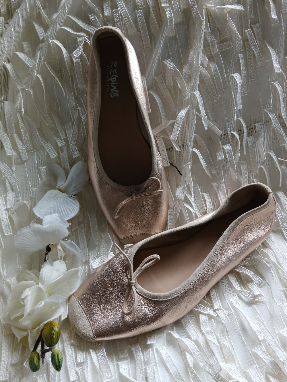 REQINS 'Harmony' Metallic Rose Ballet Flats